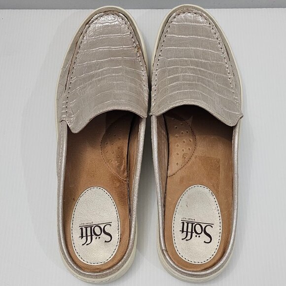 Sofft Somers Moc Mule Sneaker Womens 11 Metallic Taupe Leather Slip On Croc - Picture 9 of 15